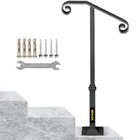 Handrails for Outdoor Steps, Fit 1 or 2 Steps Outdoor Stair Railing, Single Post Wrought Iron Handrail