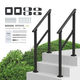 Handrails for Outdoor Steps, 2 PCS 2-3 Step Stair Hand Rail Kit, Transitional Carbon Steel Railings with Installation Kit, Stair Rails for Senior